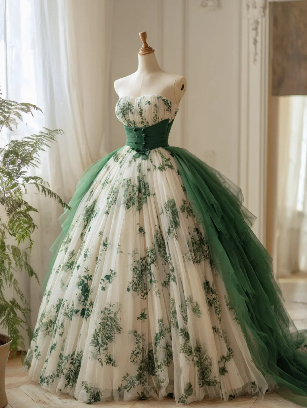Atemberaubendes hellblaues Abendkleid aus plissiertem Tüll mit V-Ausschnitt, ideal für Quinceañera und Ball (Modell D4654)