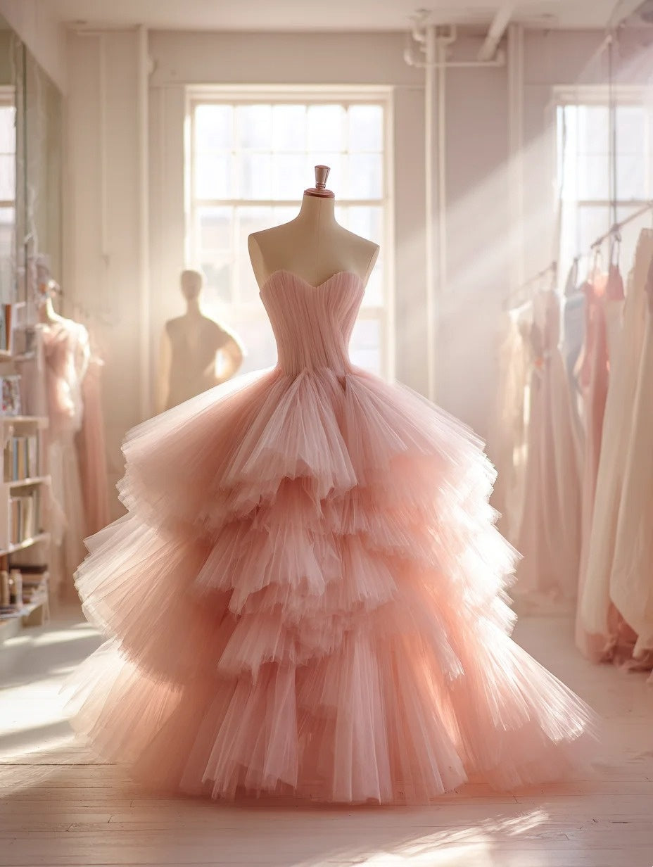 Robe de bal sublime bleu clair, col en V, tulle plissé, robe de soirée, robe de quinceañera, robe de bal D4654