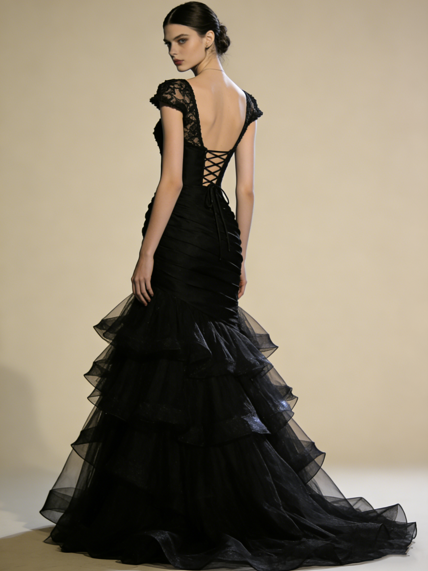 Black Prom Dress Boat Neck Pleated Mermaid Gala Gown Birthday Party Outfits Evening Dress D4801
