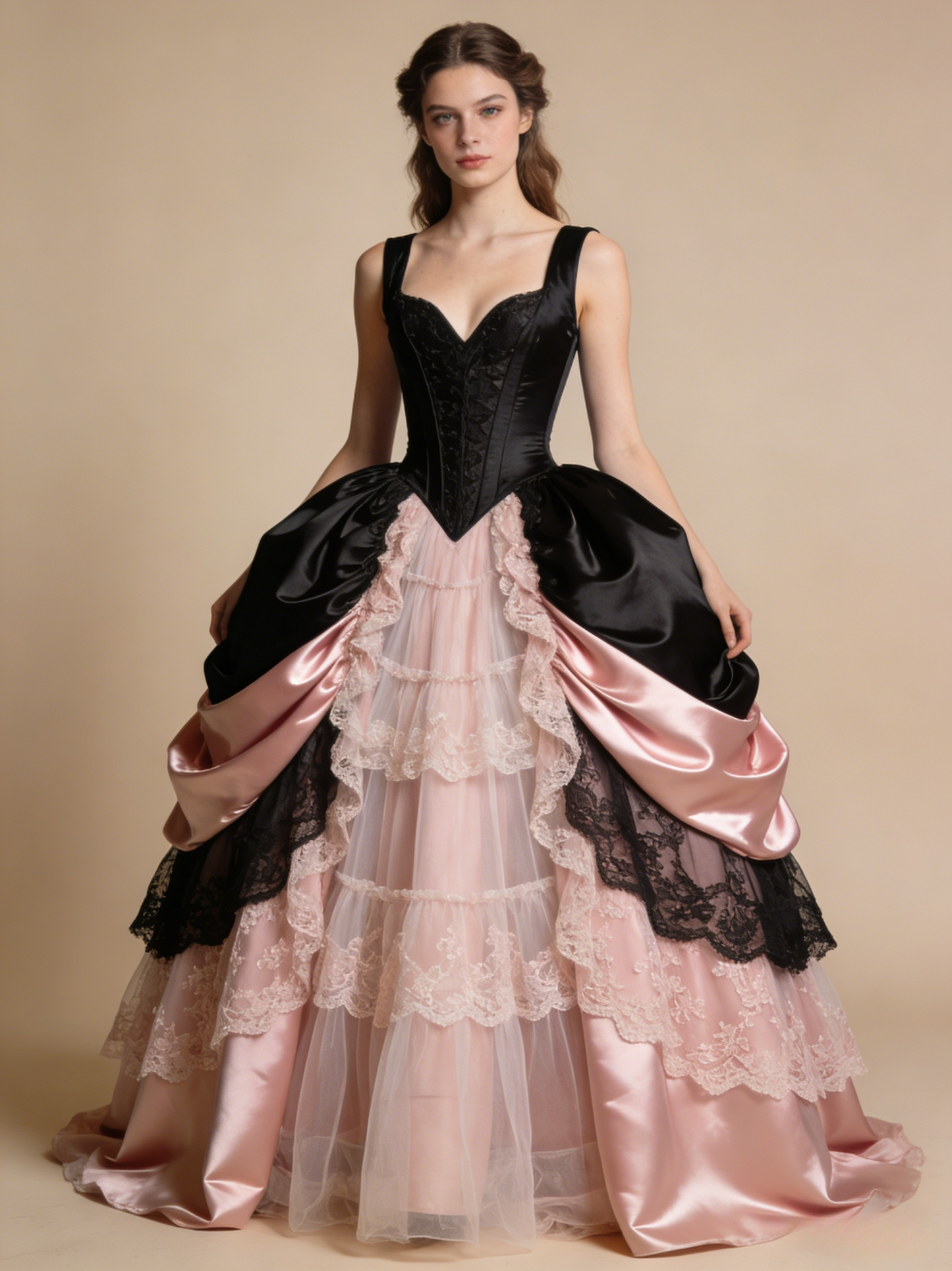 Newest Ball Gown Black Pink Sweetheart Pleated Lace Prom Dresses Quinceanera Dress Evening Gala Gown D4834