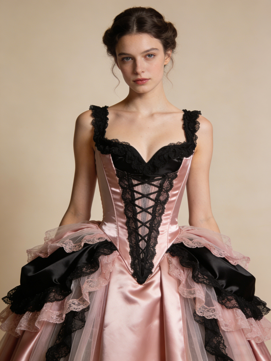 Stunning Ball Gown Black Pink Sweetheart Pleated Prom Dresses 17th Dress Evening Gala Gown D4836