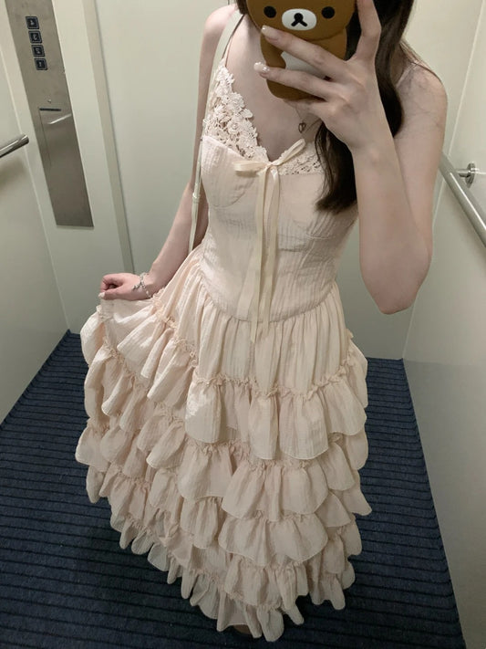 Beauty Prom Dress Spaghetti Straps Tiered Gala Evening Gown Dress Birthday Party Outfits D4888