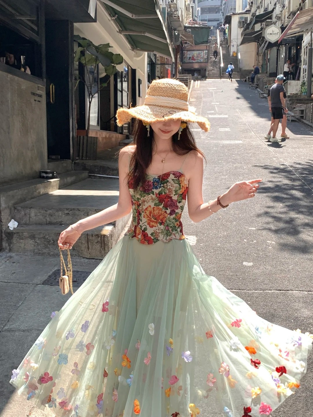 Colorful Prom Dress Sweetheart Tulle Floral Birthday Party Outfits Evening Gown Gala Dress D4893