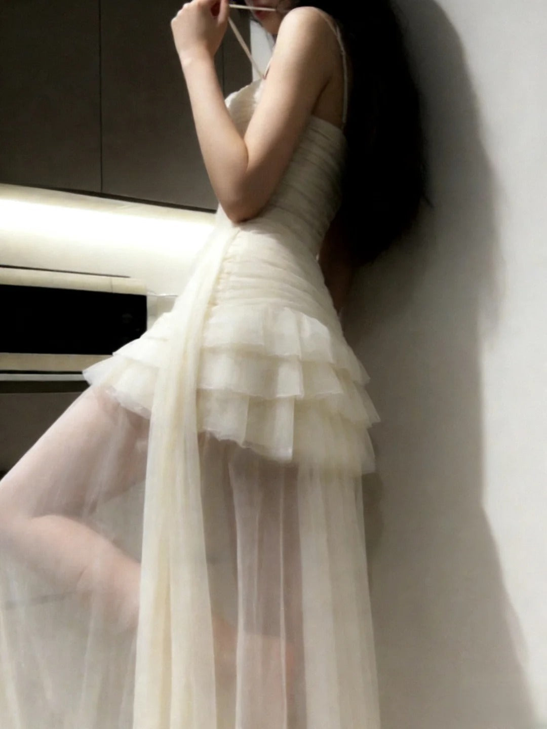 Stunning Prom Dress Spaghetti Straps Birthday Party Outfits Pleated Tulle Evening Gown Gala Dress D4900