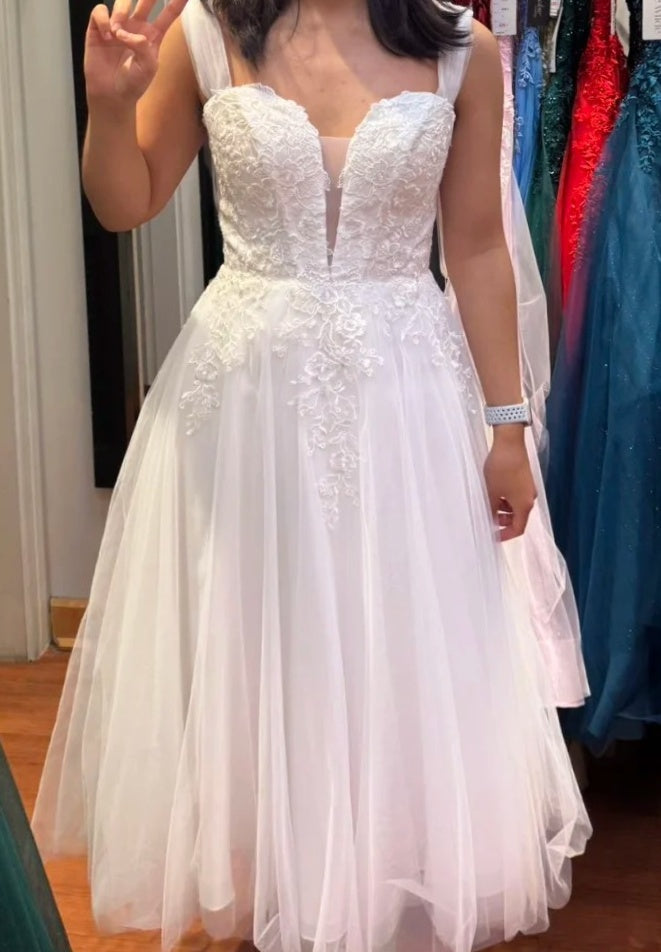 Pretty Prom Dress White Staps Tulle Pleated Birthday Party Outfits Gala Gown Evening Dresses D4948