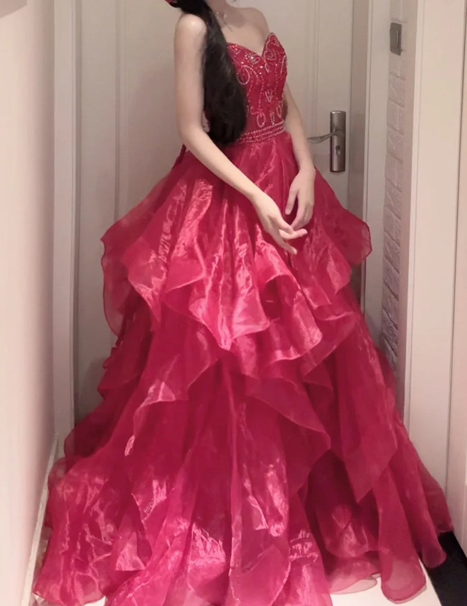 Glänzendes Ballkleid mit herzförmigem Pailletten-Meerjungfrauen-Abendkleid, Galakleid, Geburtstagspartykleid, D3415
