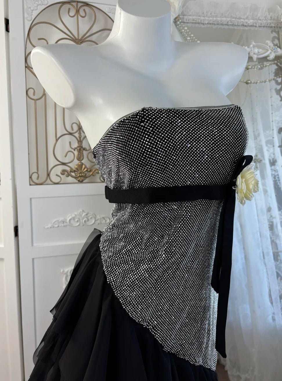Glänzendes Ballkleid mit herzförmigem Pailletten-Meerjungfrauen-Abendkleid, Galakleid, Geburtstagspartykleid, D3415