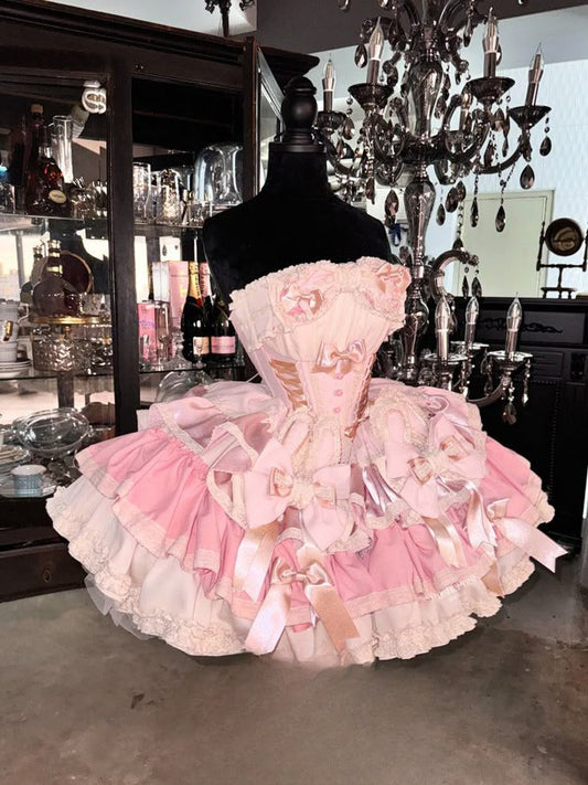 Unique Homecoming Dress Strapless Cascade Bowknot Back to School Outfits Party Dress D7719
