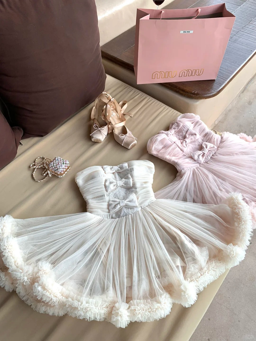 New Homecoming Dress Strapless Bowknot Lace Dress Back to School Outfits Party Dress D6395