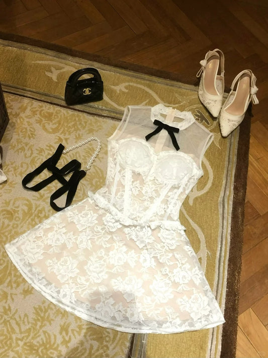 Elegant Homecoming Dress Jewel Lace Dress Back to School Outfits Party Dress D6400