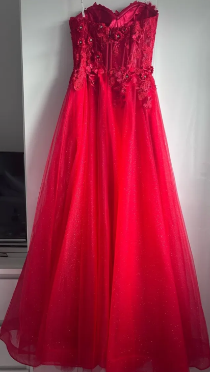 Beauty Prom Dress Red Sweetheart Pleated Tulle Long Gala Gown Evening Dress Party Outfits D5012