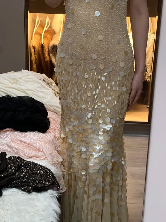 Robe de bal brillante à paillettes et col en cœur, robe de soirée sirène, robe de gala, robe de fête d'anniversaire, D3415