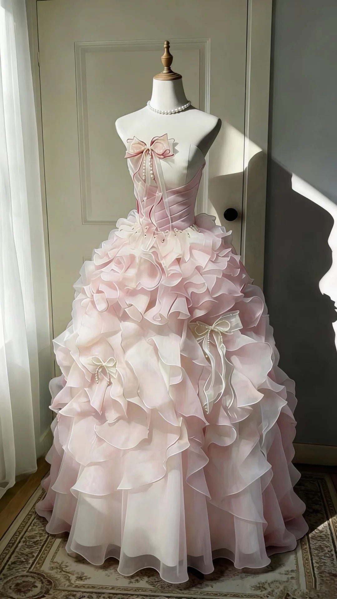 Robe de bal sublime bleu clair, col en V, tulle plissé, robe de soirée, robe de quinceañera, robe de bal D4654