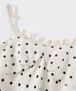 Chic Women Dress Spaghetti Straps Polka Dots Ruffle Birthday Party Outfits Seaside Dress Travel Dress D5050