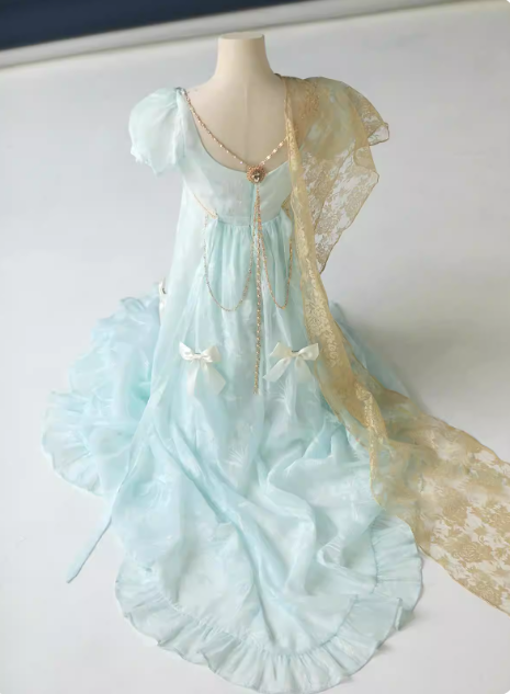 Elegant Imperial Prom Dress Square Neck Print Gala Gown Evening Dress Party Outfits D5054