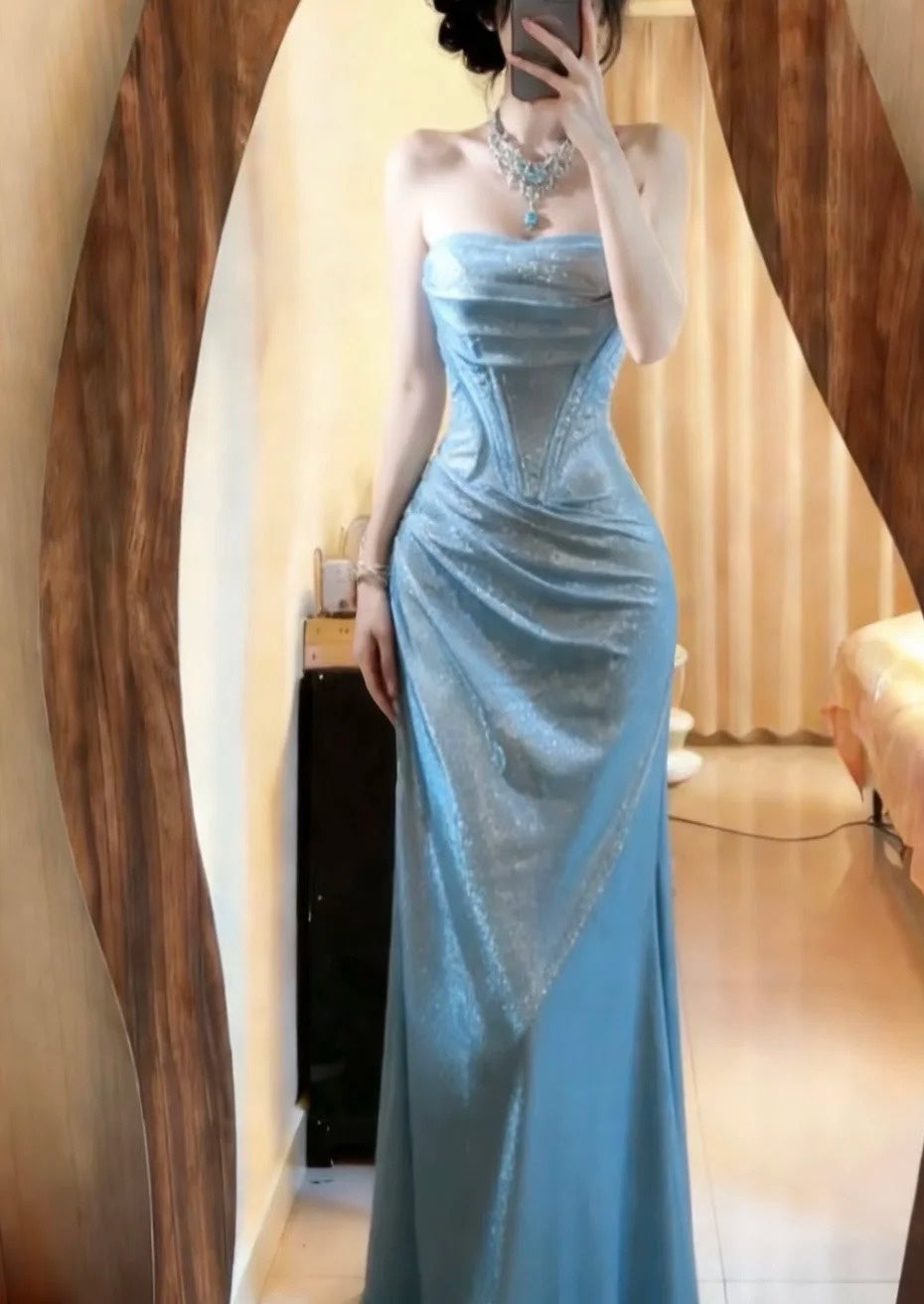 Robe de bal brillante à paillettes et col en cœur, robe de soirée sirène, robe de gala, robe de fête d'anniversaire, D3415