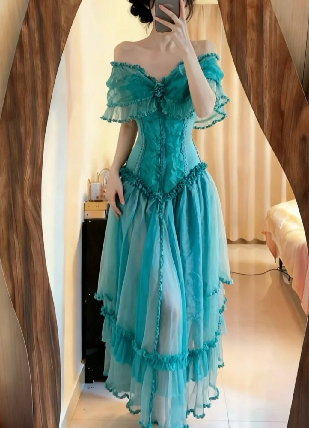 Charming Prom Dress Off Shoulder Pleated Formal Gala Gown Evening Dress Birthday Party Dress D5084