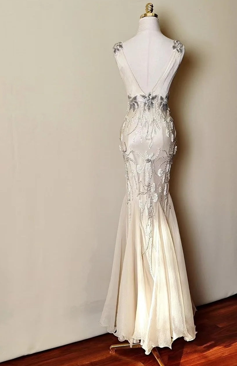 Robe de bal brillante à paillettes et col en cœur, robe de soirée sirène, robe de gala, robe de fête d'anniversaire, D3415