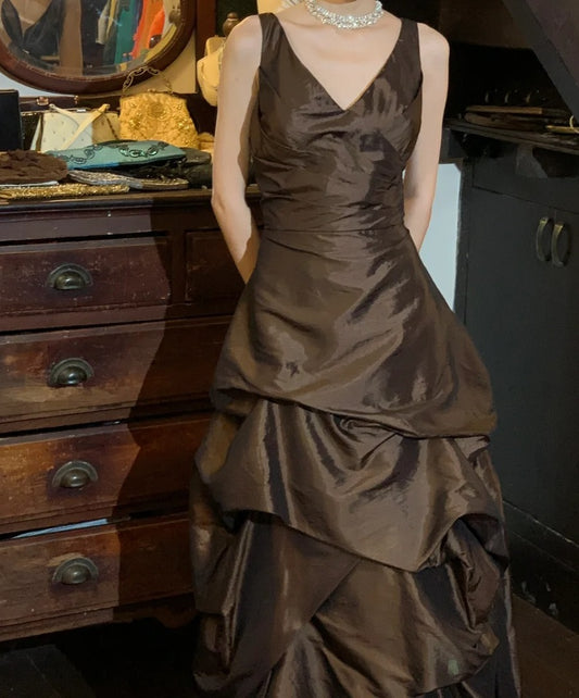 Pretty Prom Dress V-neck Pleated Gala Gown Fomal Evening Dress Birthday Party Dress D5195