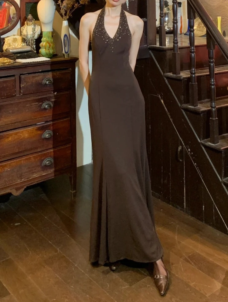 Elegant 90s Prom Dress V-neck Backless Mermaid Gala Gown Formal Evening Dress 18th Birthday Party Dress D5222