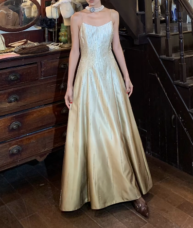 Shiny 90s Prom Dress A Line Ombre Spaghetti Straps Gala Gown Evening Dress Birthday Party Dress D5253
