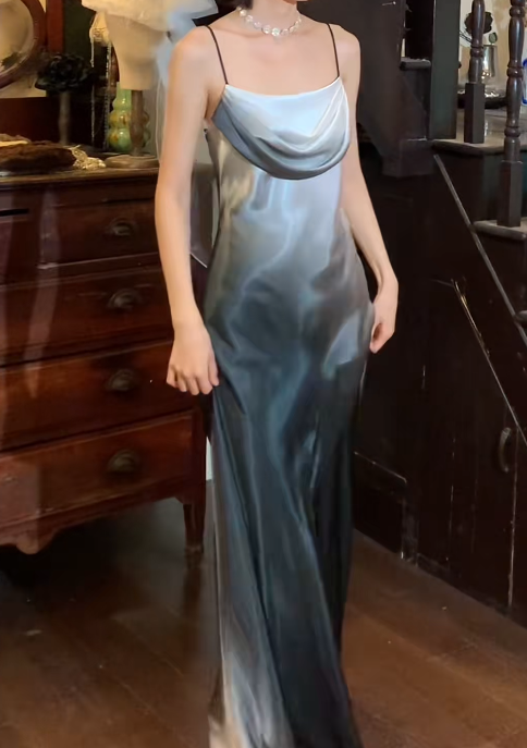 Charming Prom Dress Ombre Spaghetti Straps Gala Gown Evening Dress D5270