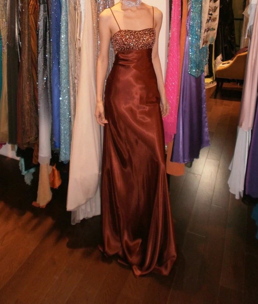 1990s prom dresses Retro 90s Dress A Line Satin Spaghetti Straps Backless Gala Gown – ModelDressy then a price difference Men's 2pk Casual Crew Holiday Dresses for Women Color:Apricot Print