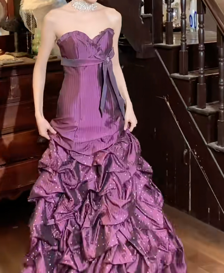 Glänzendes Ballkleid mit herzförmigem Pailletten-Meerjungfrauen-Abendkleid, Galakleid, Geburtstagspartykleid, D3415