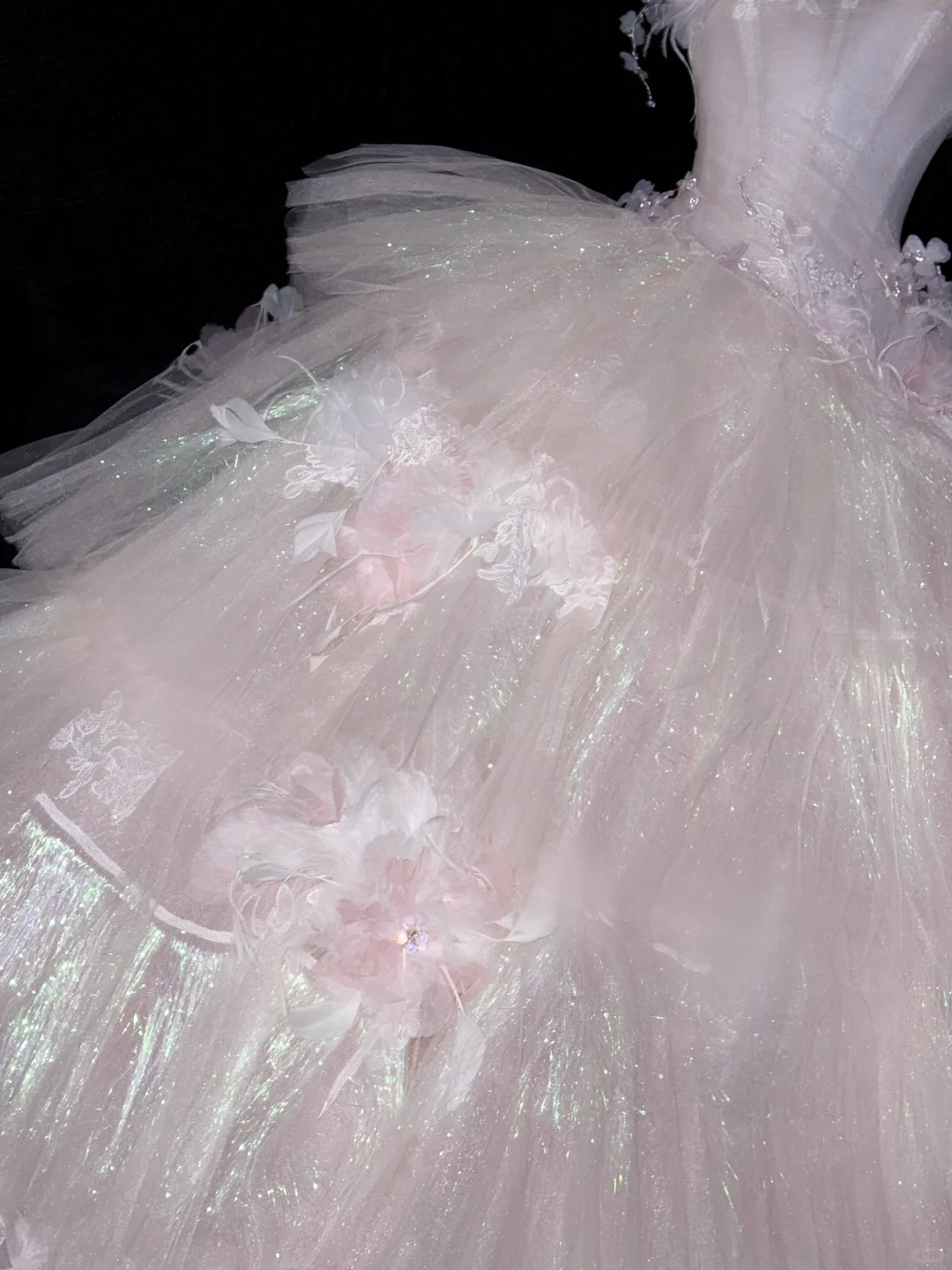 Stunning Pink A-Line Tulle Beaded Long Evening Party Dress Birthday Ball Gown, D981