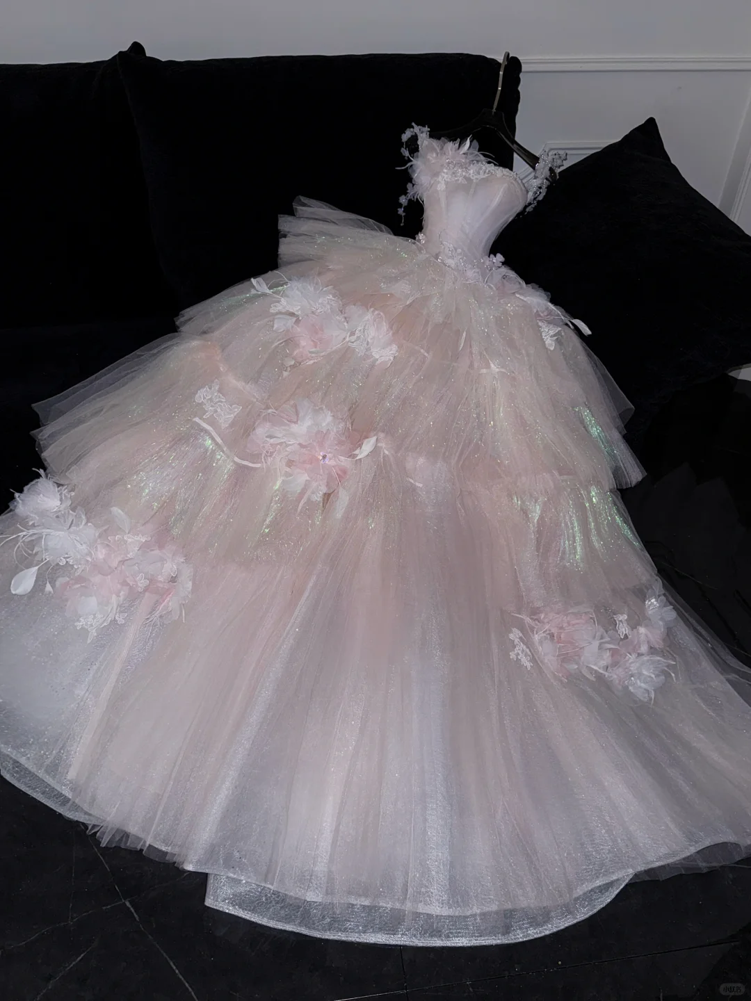 Stunning Pink A-Line Tulle Beaded Long Evening Party Dress Birthday Ball Gown, D981