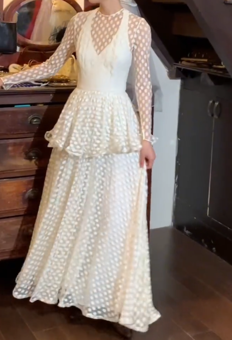 Pretty 90s Prom Dress A Line Crew Neck Ruffle Gala Gown Evening Dress D5304