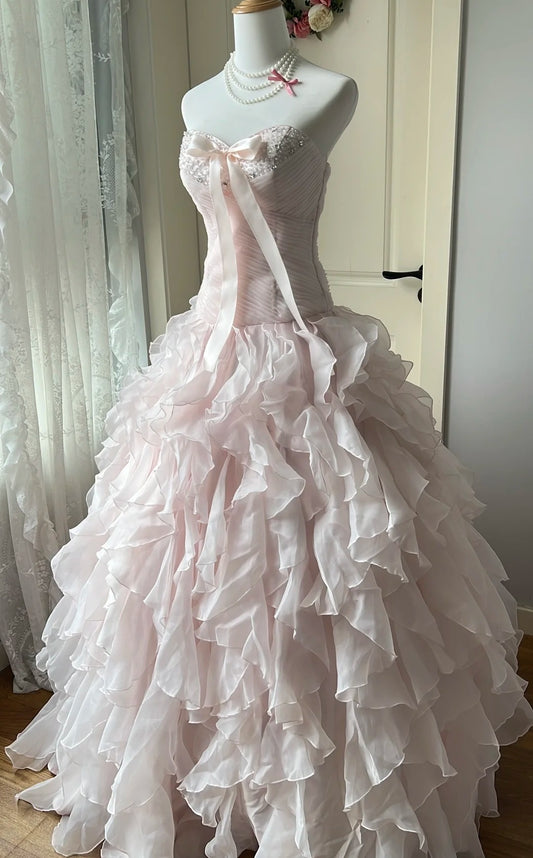 Stunning Prom Dress Light Pink Sweetheart Tiered Gala Dress Evening Dress 18th Birthday Gown D5352