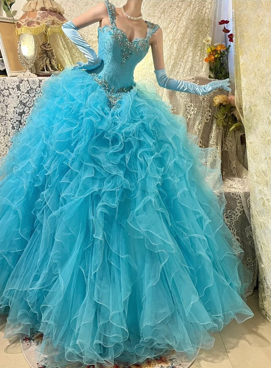 Stunning Prom Dress Sweetheart Ruffle Tulle Gala Dress Evening Dress 18th Birthday Gown D5360