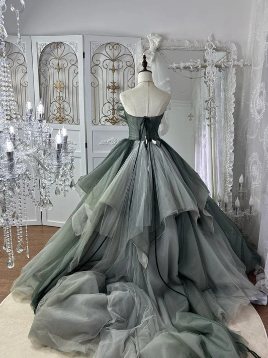 Charming Ball Gown Strapless Pleated Tulle Evening Dress Sweet 16th Dress Birthday Prom Gown D5370