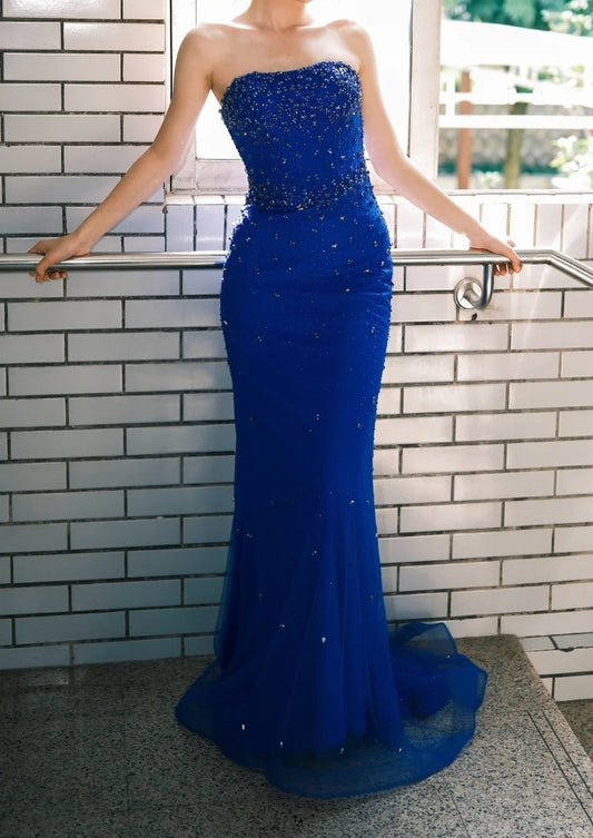 Stunning Prom Dress Strapless Beading Gala Dress Evening Dress 18th Graduation Gown D5381