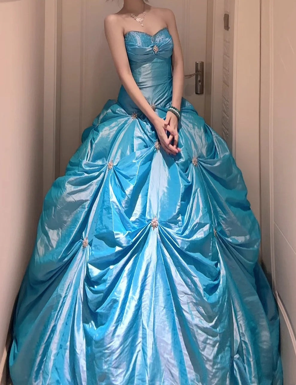 Pretty Ball Gown Sweetheart Pleated Evening Dress Sweet 16th Dress Birthday Prom Gown D5383