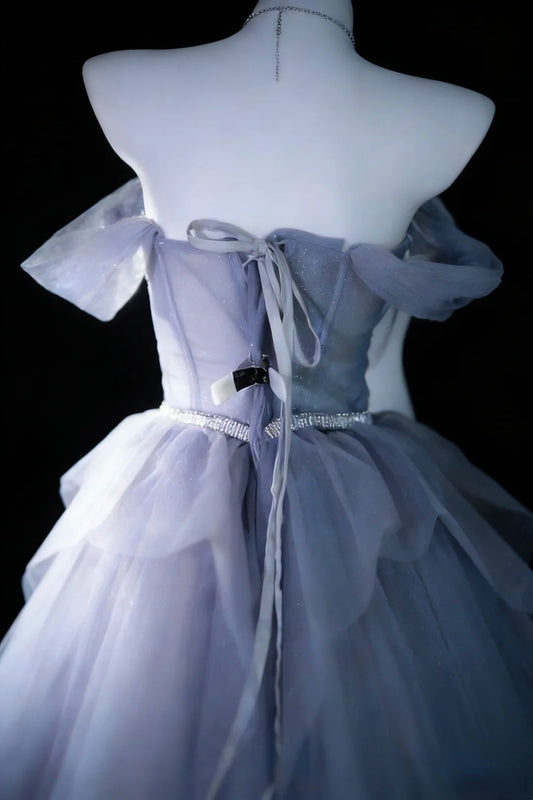 Stunning Ball Gown Off Shoulder Pleated Tulle Evening Dress Sweet 16th Dress Birthday Prom Gown D5414