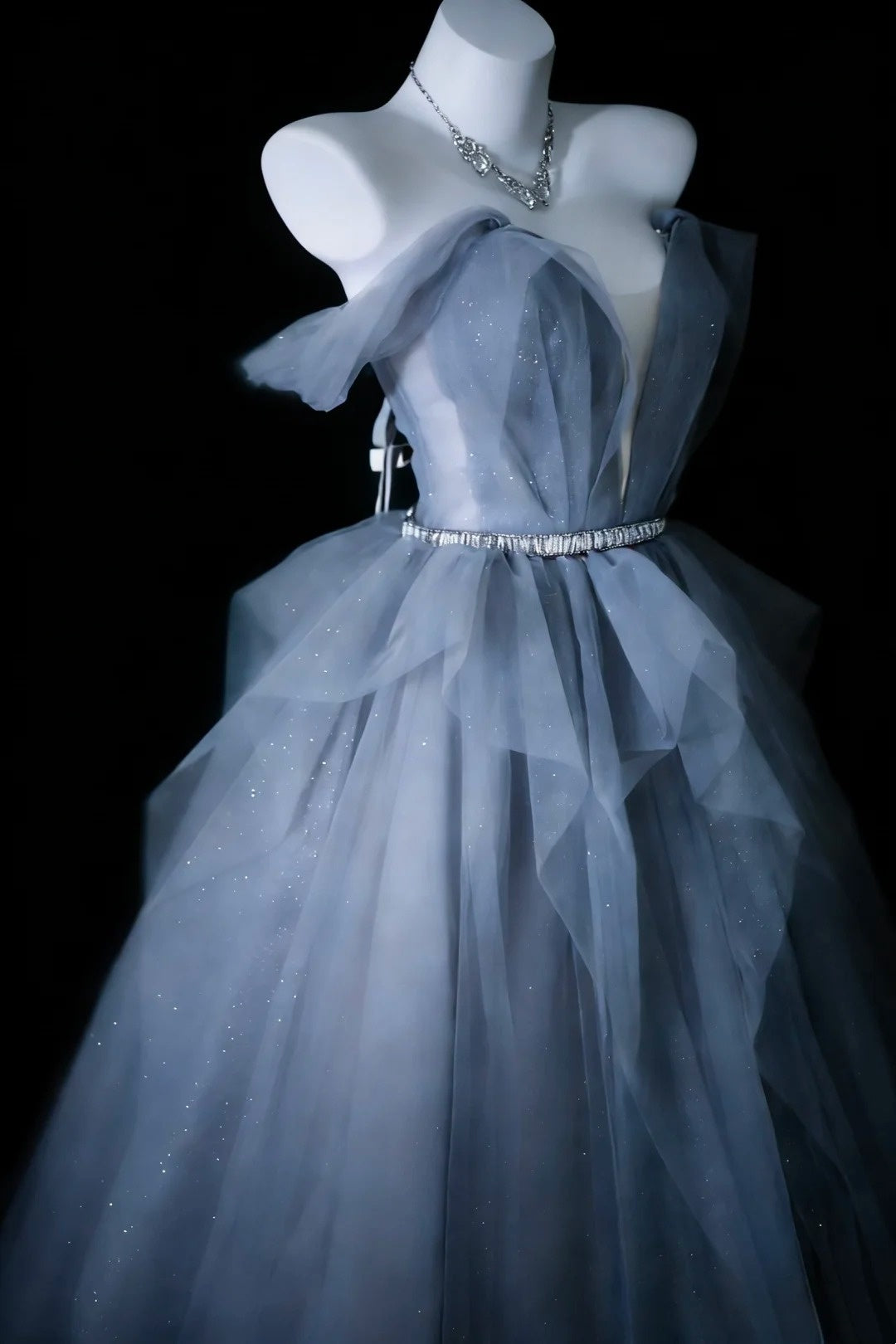 Stunning Ball Gown Off Shoulder Pleated Tulle Evening Dress Sweet 16th Dress Birthday Prom Gown D5414