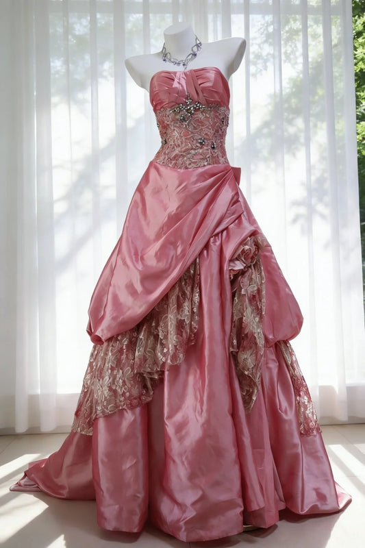 Elegant Prom Dress Strapless Pleated Gala Dress Evening Dress Formal Gown D5419