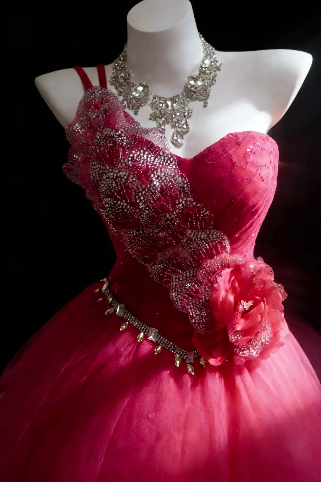 Stunning Ball Gown One Shoulder Pleated Tulle Evening Dress Quinceanera Dress Birthday Prom Gown D5422