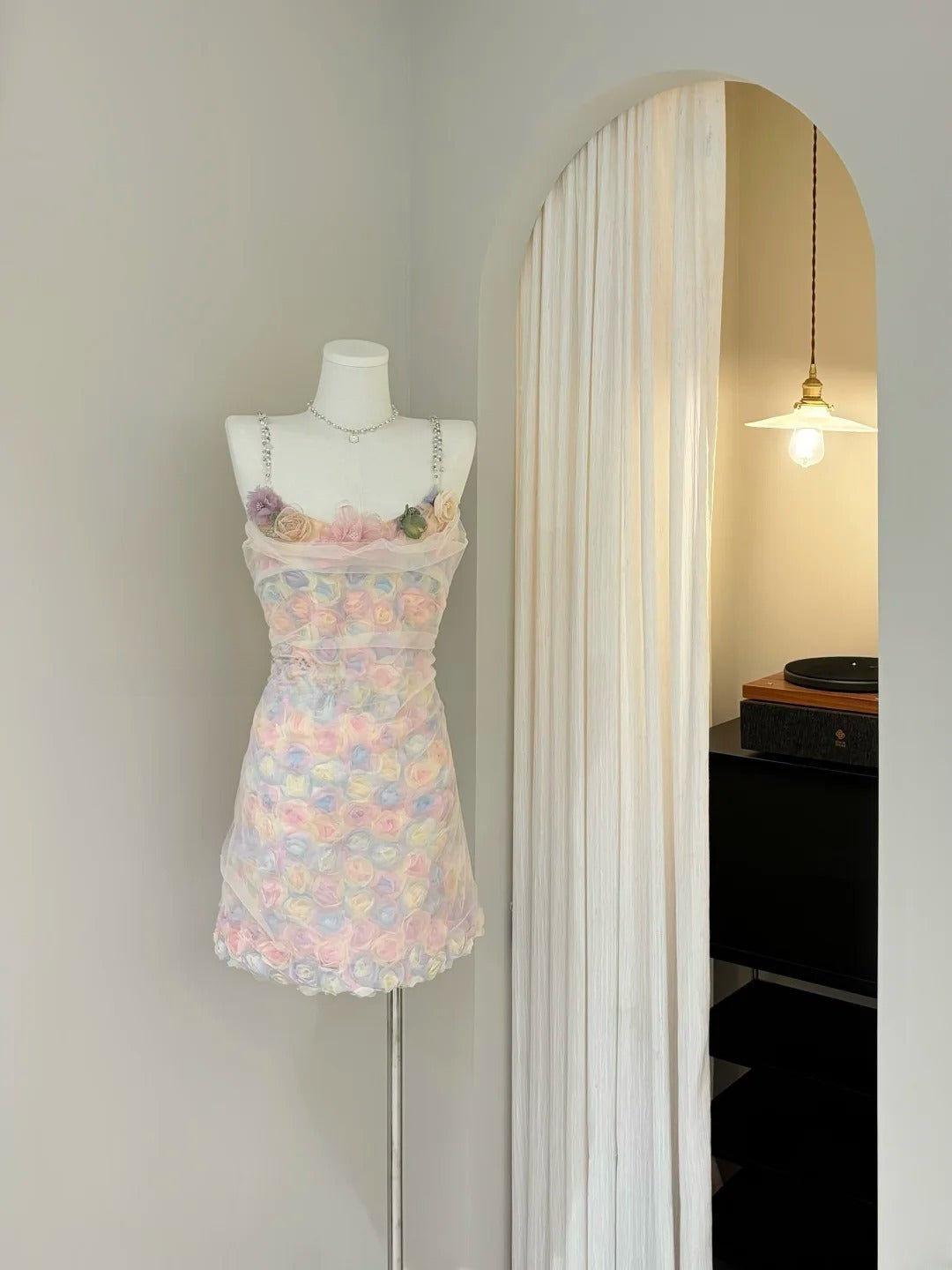 Colorful Homecoming Dress Spaghetti Straps Flower Short Prom Dress Back to School Outfits Party Dress D5424