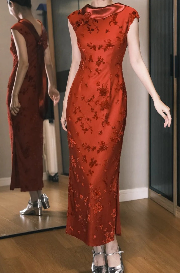 Gorgeous Prom Dress Red Crew Neck Gala Dress Evening Dress Chinese Dress D5494