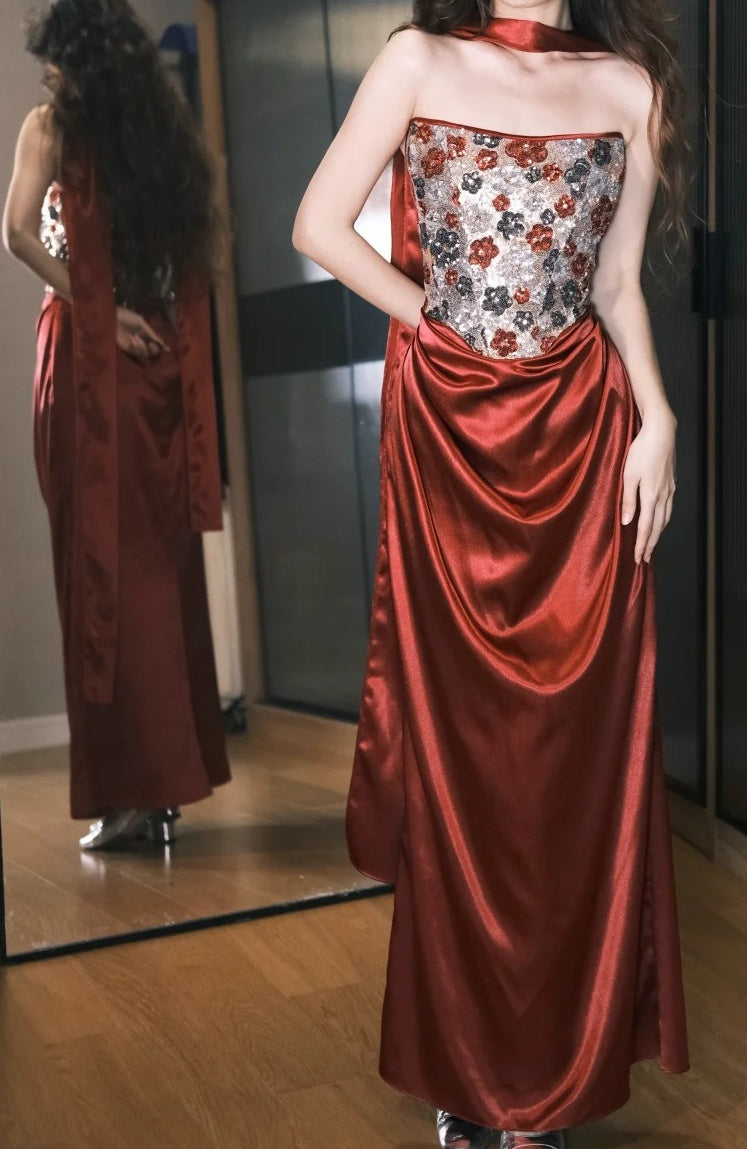Gorgeous Prom Dress Wine Red Strapless Gala Dress Evening Dress D5496