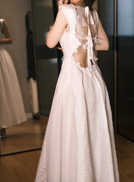 Elegant Prom Dress White A Line Straps Gala Dress Evening Dress D5497