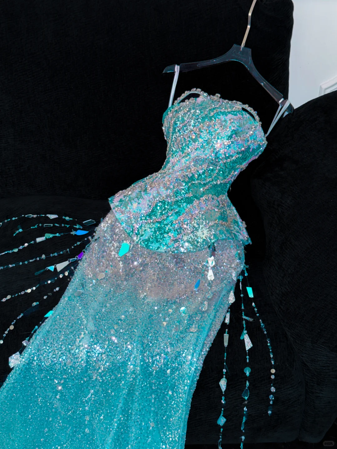 Gorgeous Sparkling Blue Sequin Beaded Mermaid Elegant Chiffon Evening Dress Prom Dresses D1629