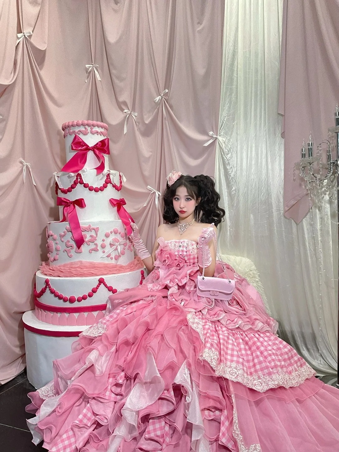 Pink Strapless A-Line Ruffles Layered Quinceanera Dress Lovely Birthday Ball Gown, D837