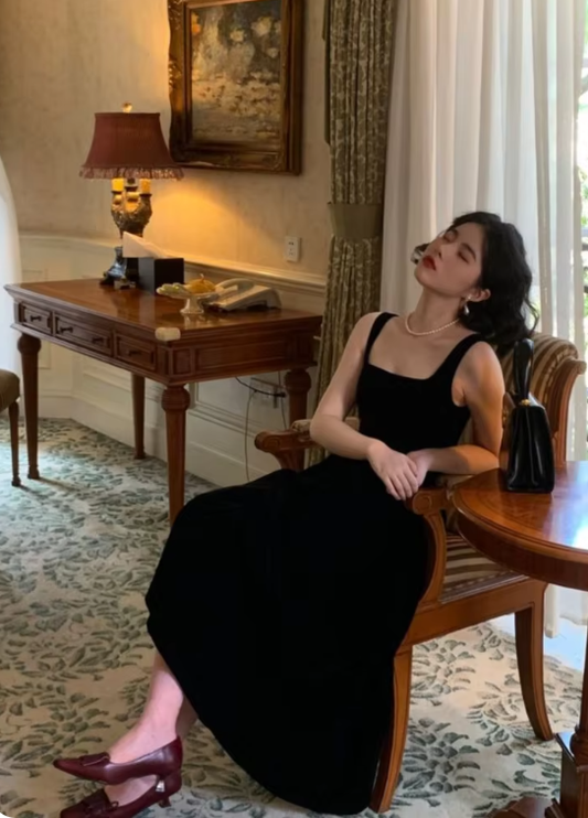 Weinrotes A-Linien-Partykleid mit quadratischem Ausschnitt und Trägern, langes Geburtstags-Outfit MD7554