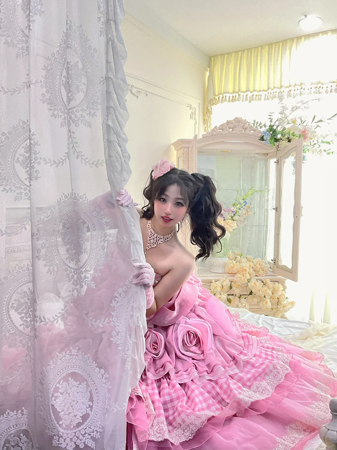 Pink Strapless A-Line Ruffles Layered Quinceanera Dress Lovely Birthday Ball Gown, D837
