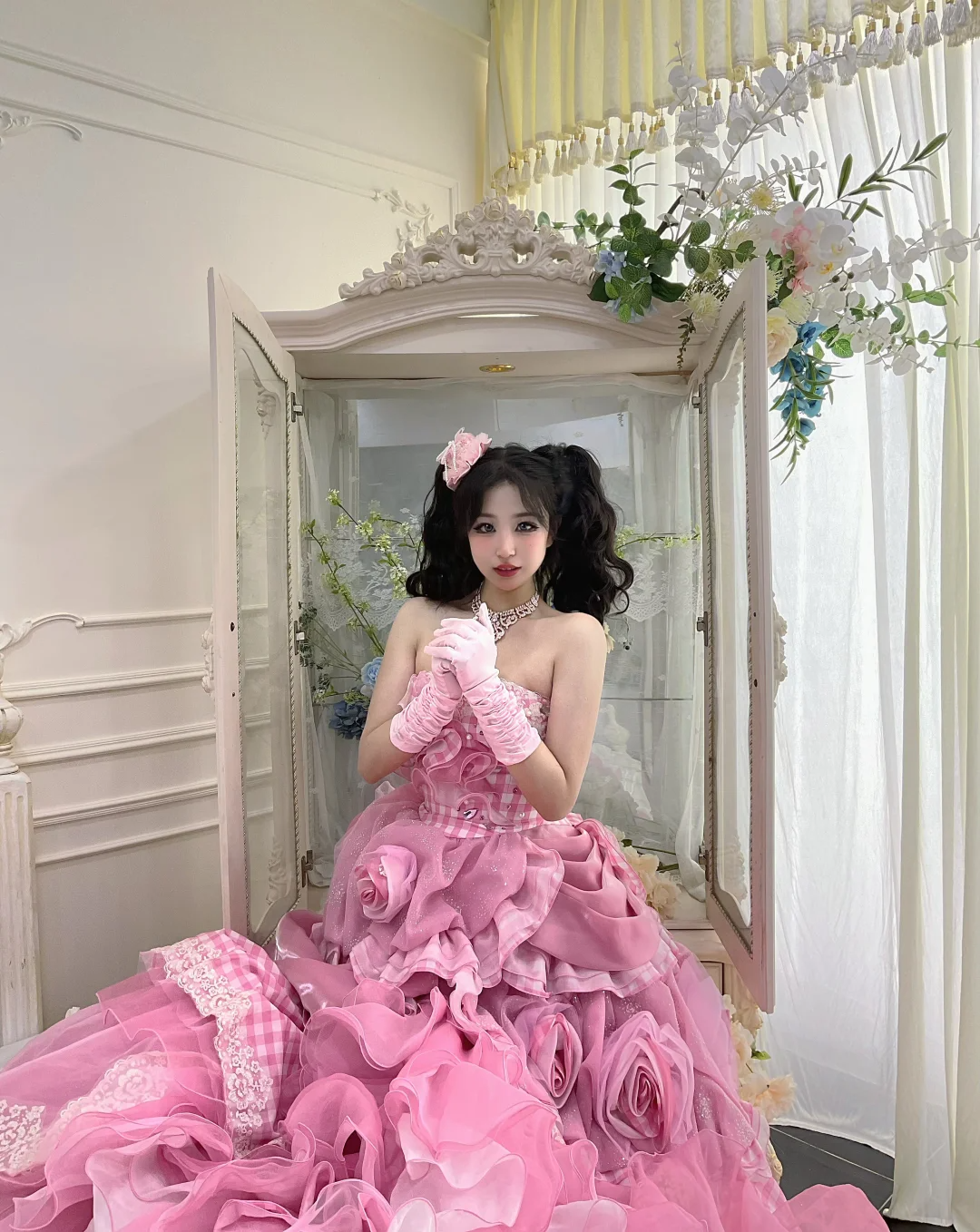 Pink Strapless A-Line Ruffles Layered Quinceanera Dress Lovely Birthday Ball Gown, D837