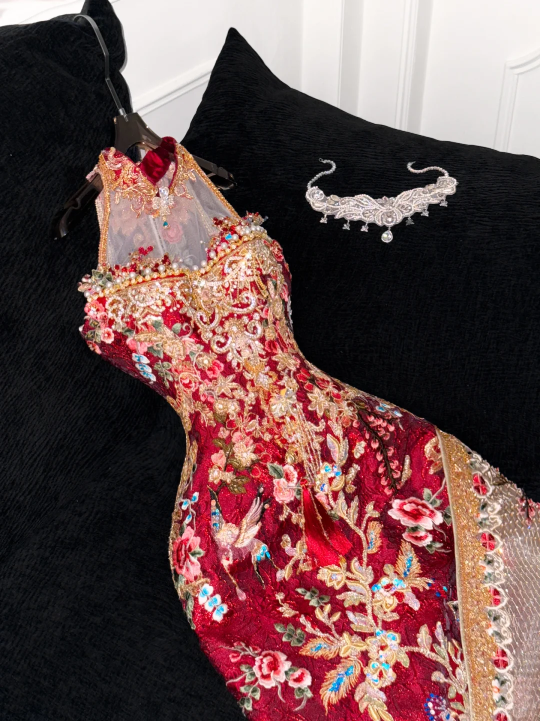 Gorgeous Sparkling Beaded Sequin Mermaid Design Exquisite Embroidery Evening Dress Prom Dresses D1643